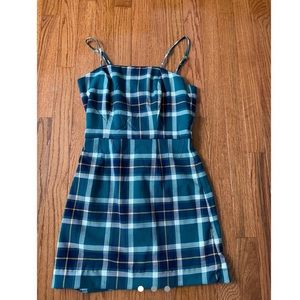 green black white and yellow plaid dress